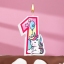 Свеча в торт "Единорог с шариком", цифра 1, розовый  t('фото') 91366