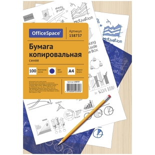 Бумага копировальная OfficeSpace, А4, 100л., синяя фото 107188