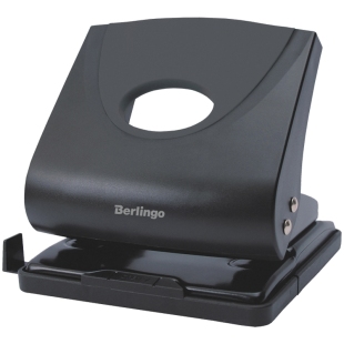 Дырокол Berlingo "Office Soft" 30л., пластиковый, черный, с линейкой фото 99572