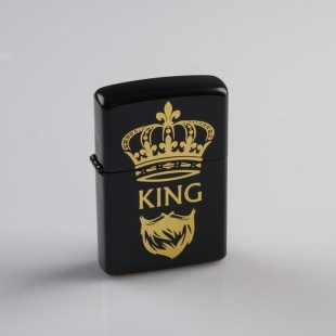 Зажигалка бензиновая  "KING" в коробке, чёрная     фото 81098
