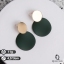 Серьги металл "Леди" два круга, цвет зелёный в золоте        t('фото') 114594